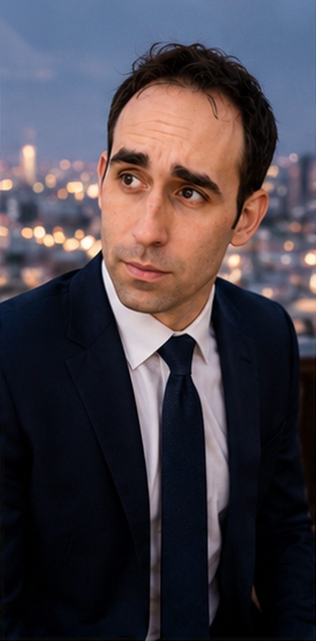 Portrait of the person behind The Reluctant Optimist looking toward the horizon